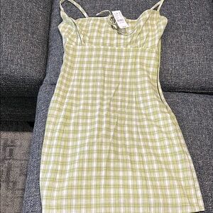 Brandy Melville Yellow and Green Smocked Sundress